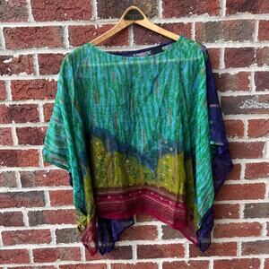The Pyramid Collection Dyed Boho Poncho Top One Size